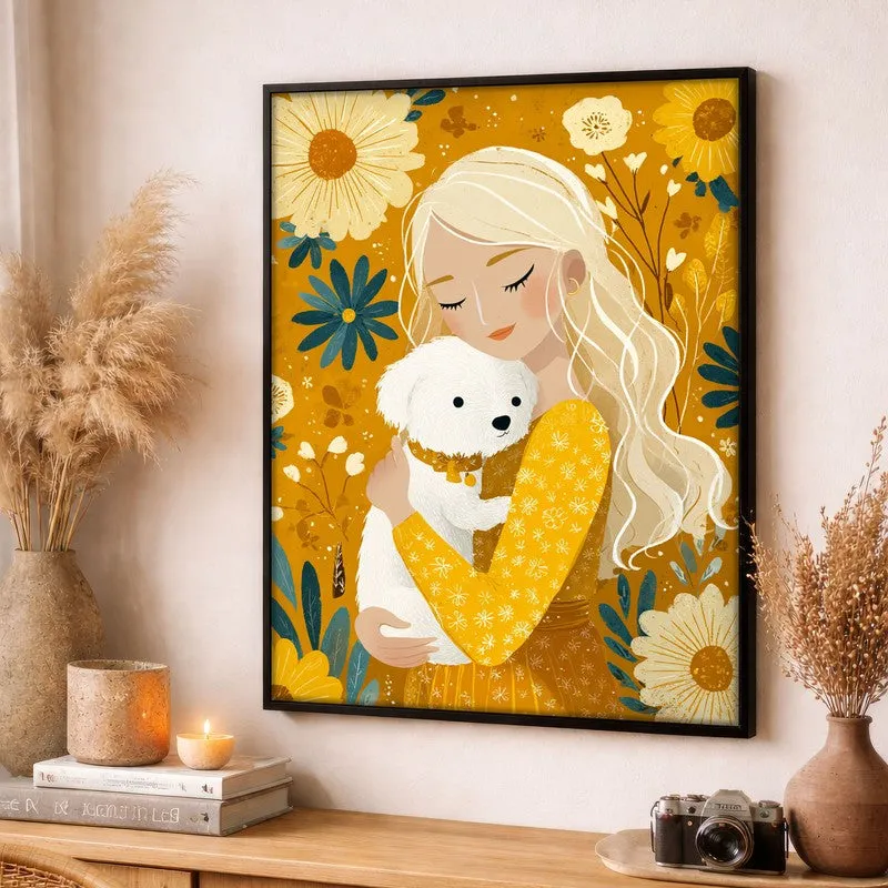 Petal Cuddle Canvas Wall Painting - Black Frame media 3