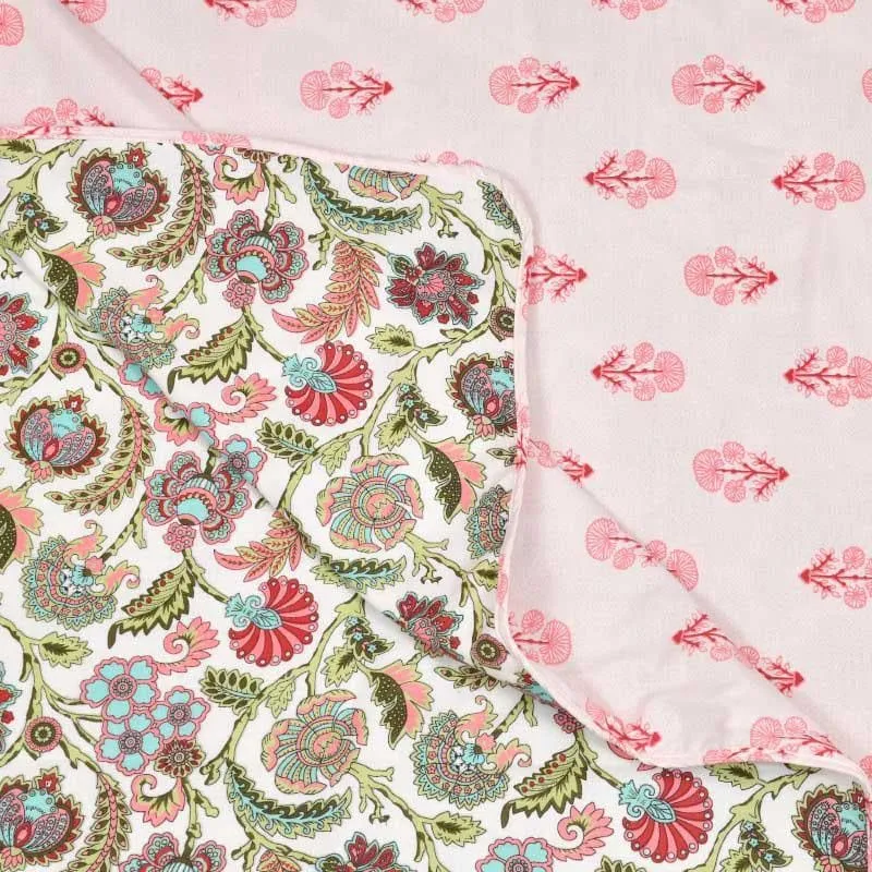 Tvisha Floral Printed Green & Pink Cotton Dohar media 5
