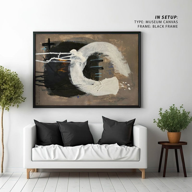 Fresh Start Abstract Canvas Painting - Brown - Black Frame