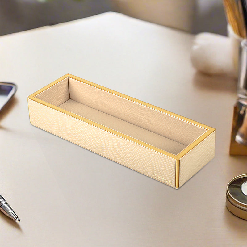 Tisquo Faux Leather Cutlery Tray - Ivory