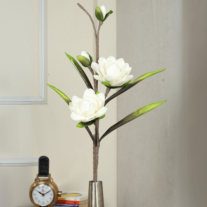 Blossomcharm Artificial Magnolia Foam Flower Stick - White