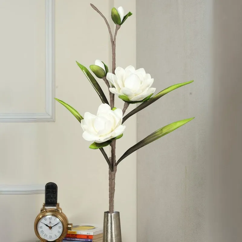 Blossomcharm Artificial Magnolia Foam Flower Stick - White media 1