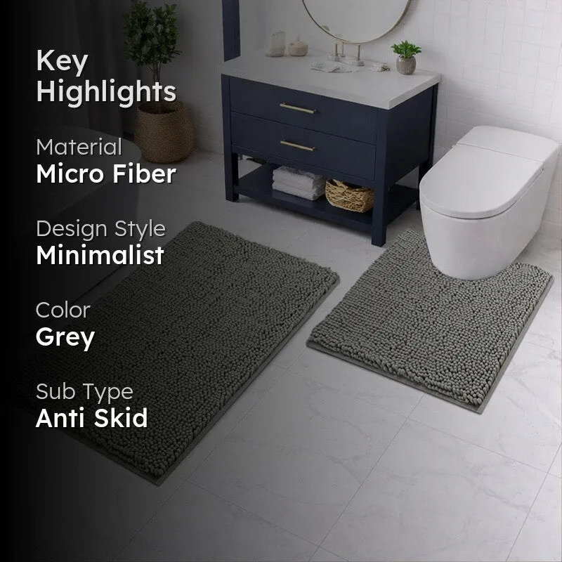 PureTone Microfiber Bath Mats (Grey) - Set of Two media 2