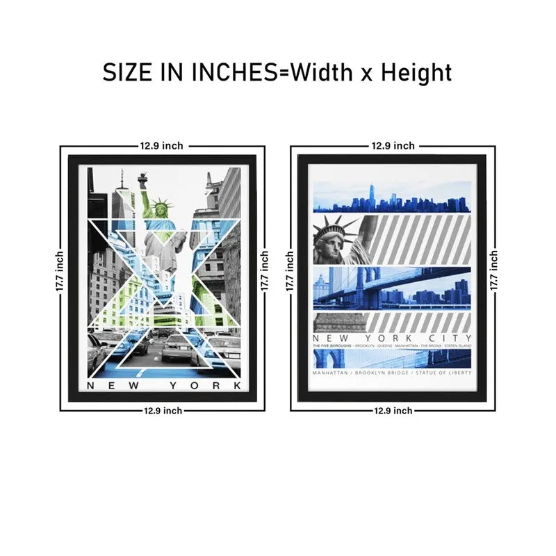 MetroNYC Paper Wall Painting With MDF Frame - Set Of Two media 8