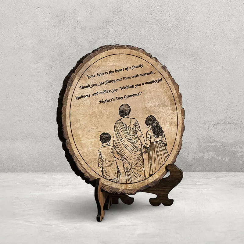 Happy Mother's Day, Grandma Wood Showpiece - Round media 3