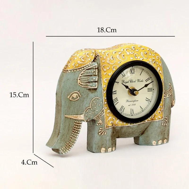 Happy Haathi Handpainted Table Clock - Grey media 5