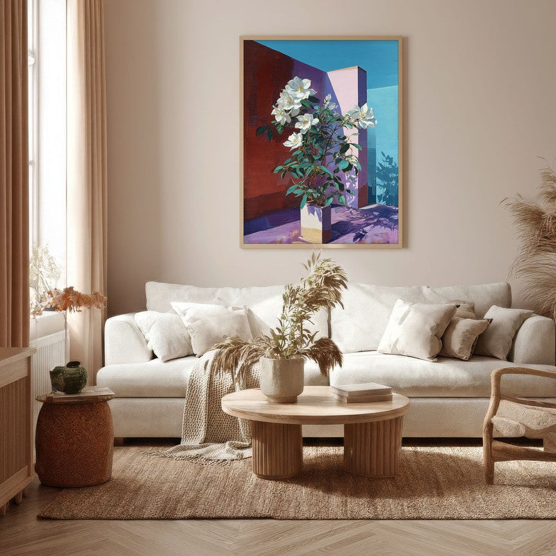 Flora Facet Canvas Wall Painting - Brown Frame media 5