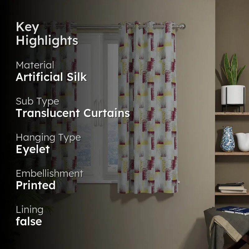 Valerian Abstract Artificial Silk Curtain - Set Of Two media 2