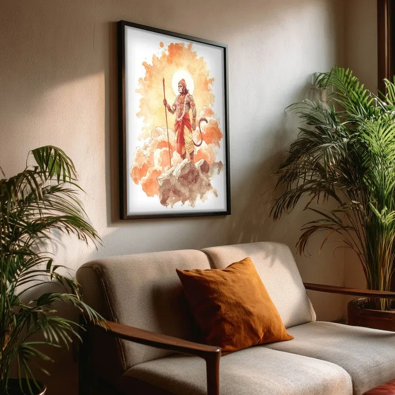 Sri Hanuman with Sun Aura I Archival Paper Wall Art media 3