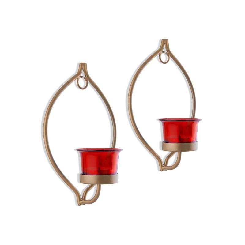 Leafy Sconce Candle Holder (Red) - Set Of Two media 4