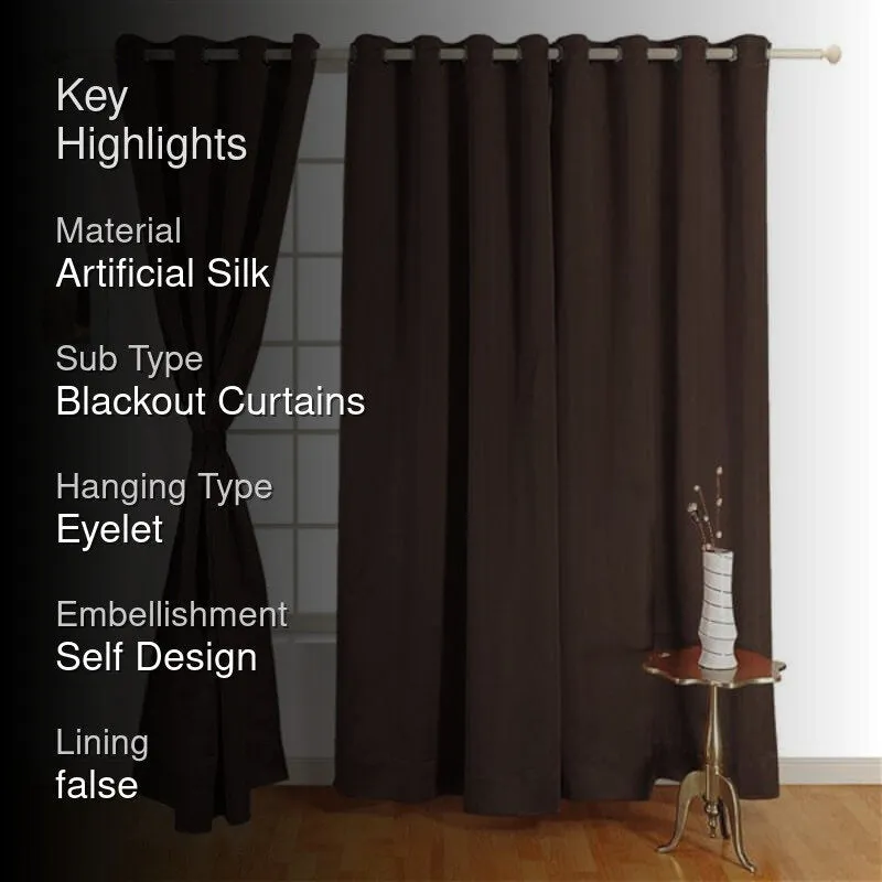 Swayam Rubeena Solid Curtain - Chocolate Brown media 2