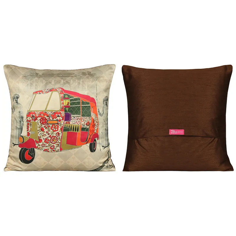 Blooming Tuk-Tuk Printed Satin Cushion Cover - Set Of Five media 4