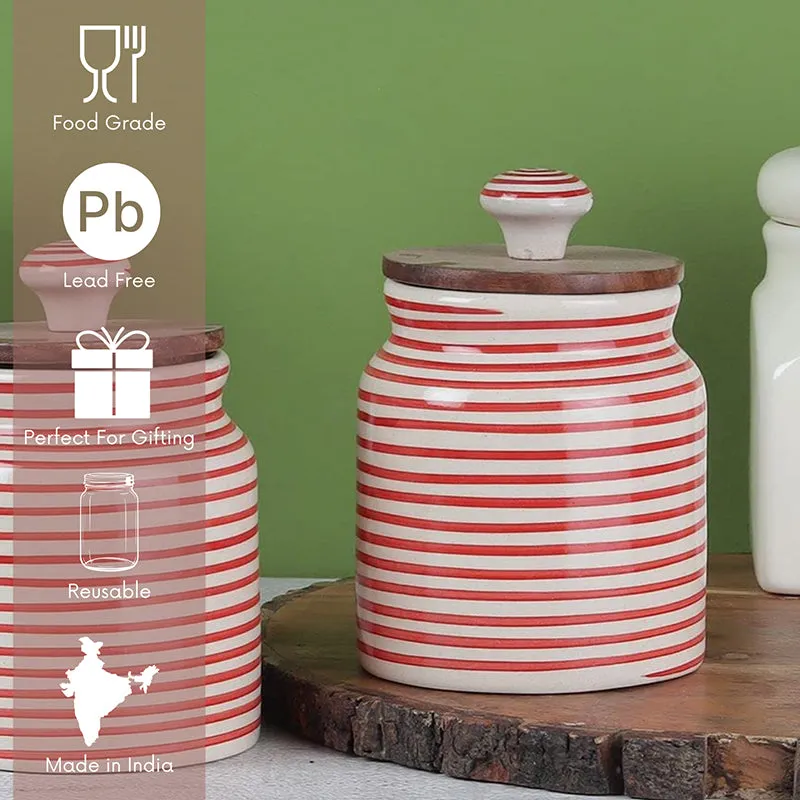 Tiare Ceramic Jar (Red/300 mL) - Set Of Two media 6