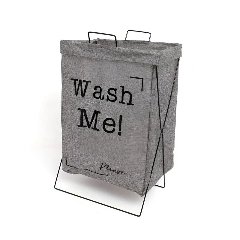 HomeWash (Metal,Fabric) Laundry Basket - Grey media 3
