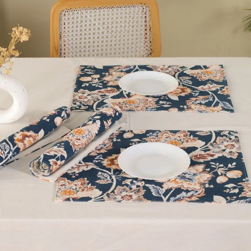 Navy Blossom Haven Canvas Table Mats - Set Of Six media 6