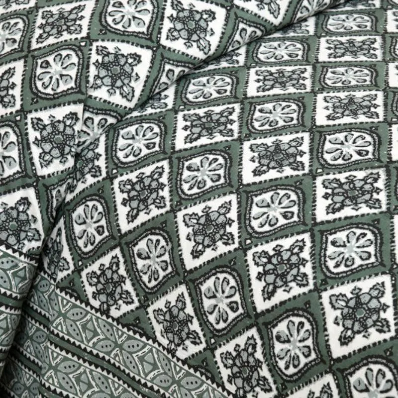 Cultural Kaleidoscope Cotton Bedsheet (Grey) - 120 TC media 5