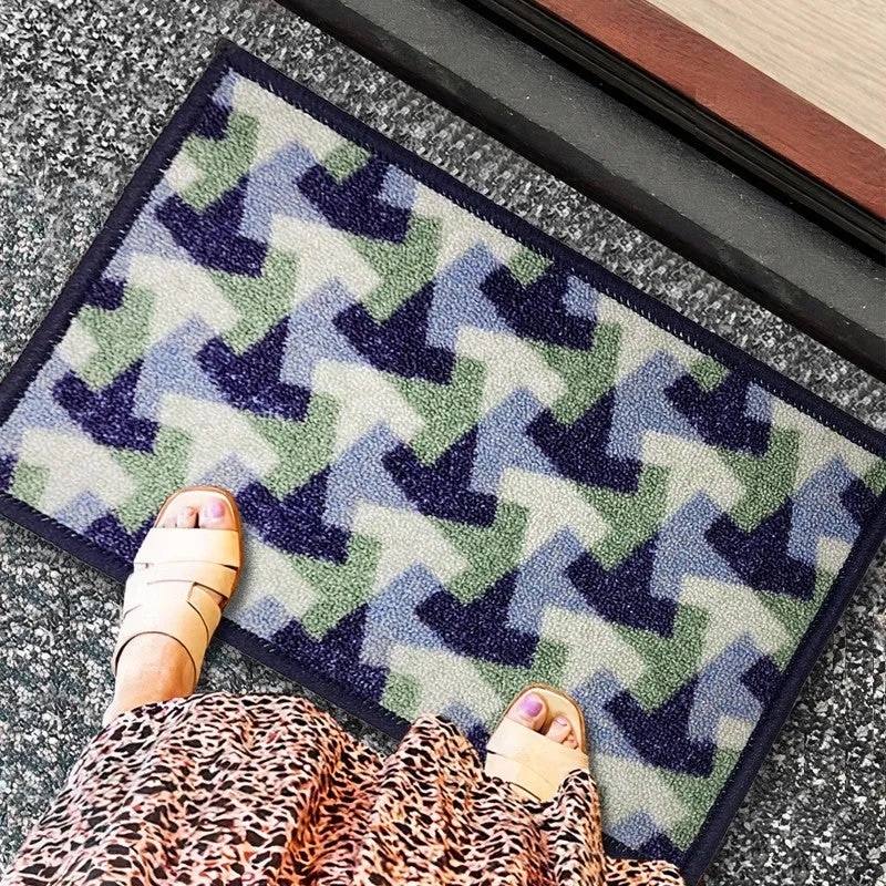 Niro Geometric Nylon Door Mats - Blue,Green media 3