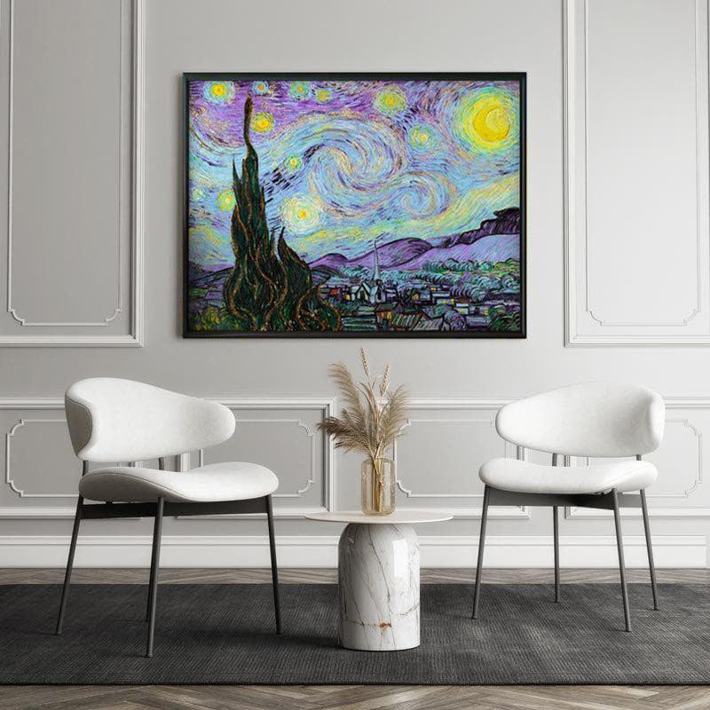 The Starry Night Canvas Wall Art - Black Frame media 5