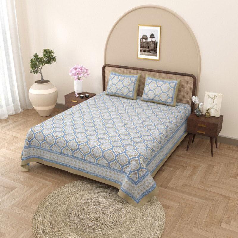 Lavelle Cotton Bedsheet (Blue) - 144 TC media 3
