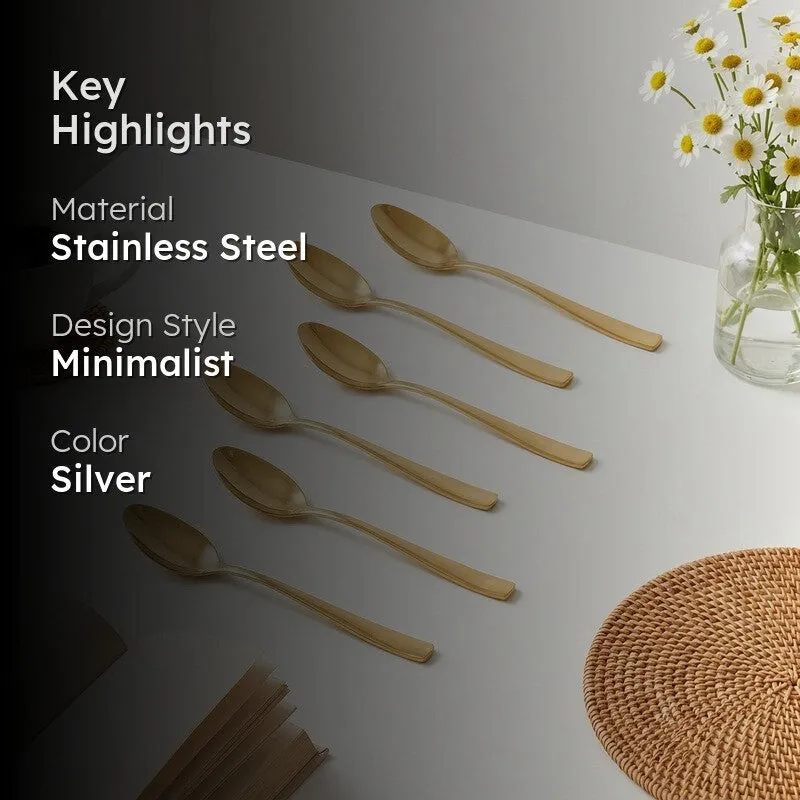 Caviar Stainless Steel Dinner Spoon - Set of Six media 2