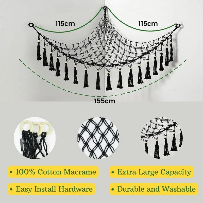 Iara Macrame Toy Hammock - Black media 3