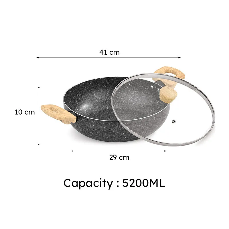 Bergner Terra Black Non-Stick Kadhai With Lid (29 cm/5200 mL) media 7