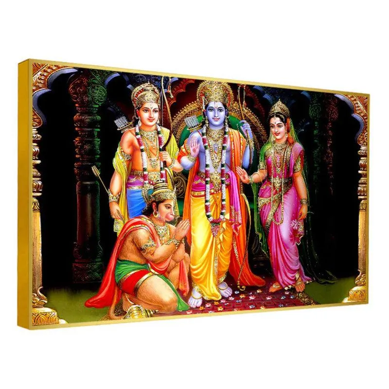 Ayodhya's Grace Spiritual Canvas Wall Painting With Frame - Gold media 4