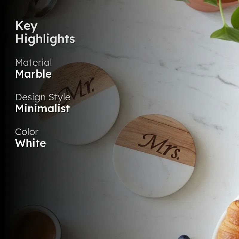 Mocha Marble Engraved Marble Coasters - Set Of Two media 2