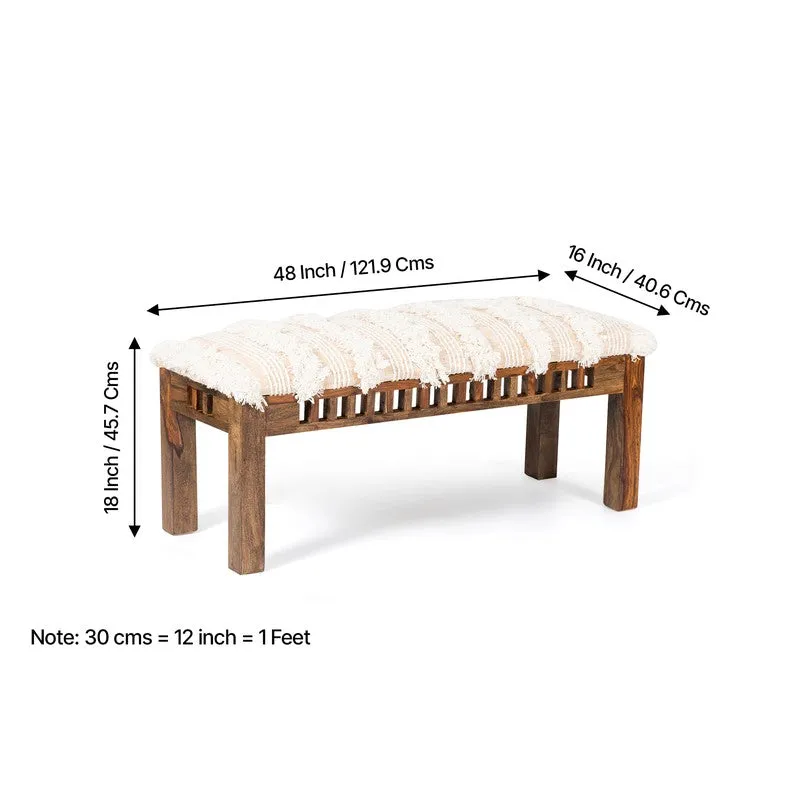 Cerino Sheesham Wooden Bench - Beige media 11