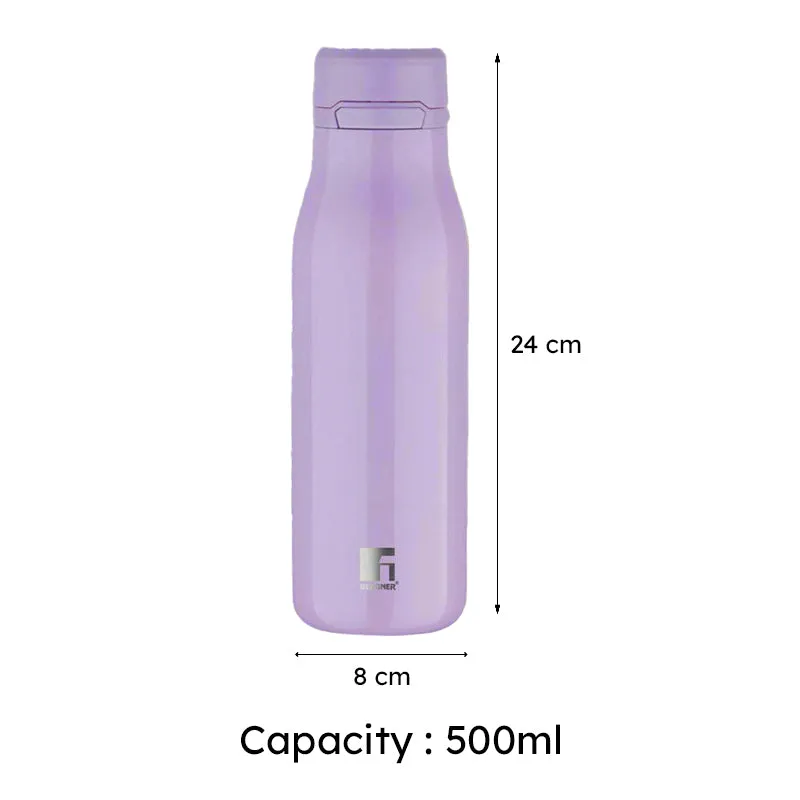 Bergner Walking Liquid Luxe Thermosteel Hot And Cold Flask (Purple) - 500 mL media 7