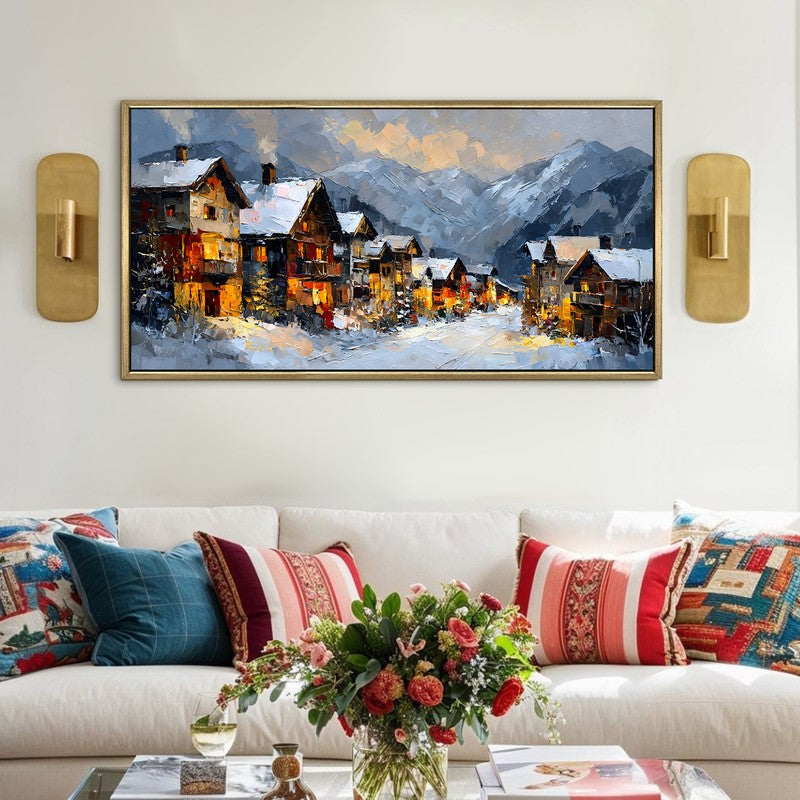 Hearthlight at Dusk Canvas Wall Painting With Frame