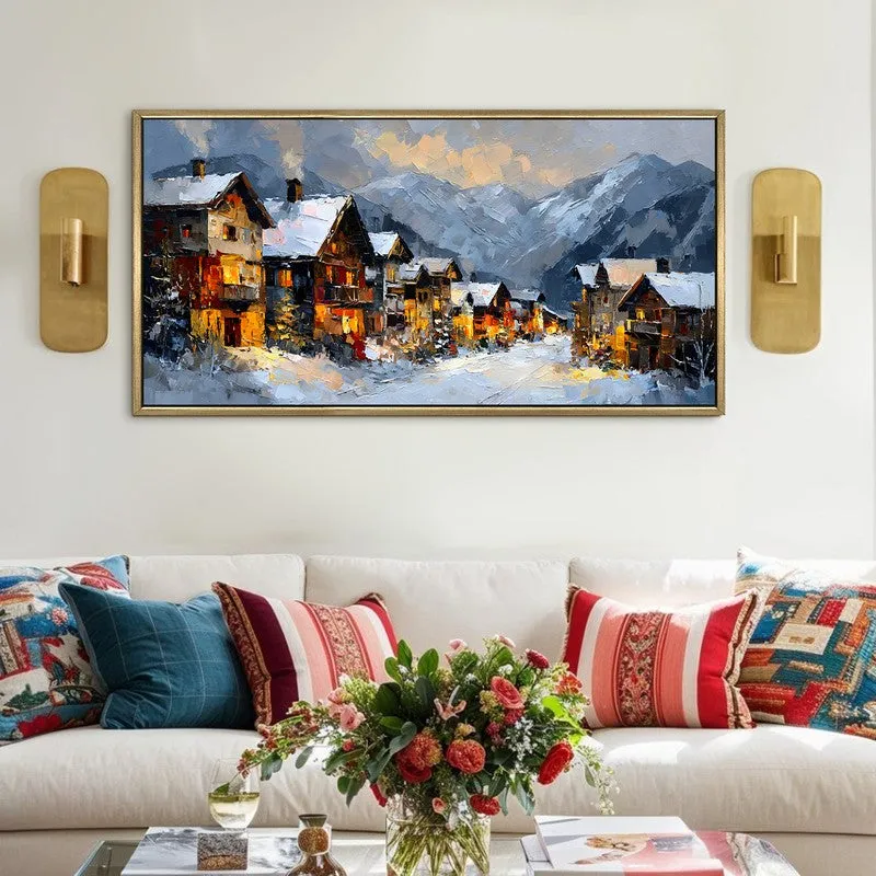 Hearthlight at Dusk Canvas Wall Painting With Frame media 1