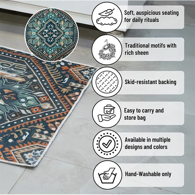 Iman Grace Prayer Mat (Blue,Brown) - 550 GSM media 9