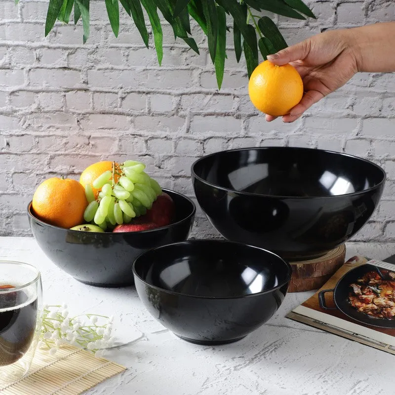 Noire Black Melamine Serving Bowls (3800 mL/2600 mL/1500 mL) - Set Of Three media 5