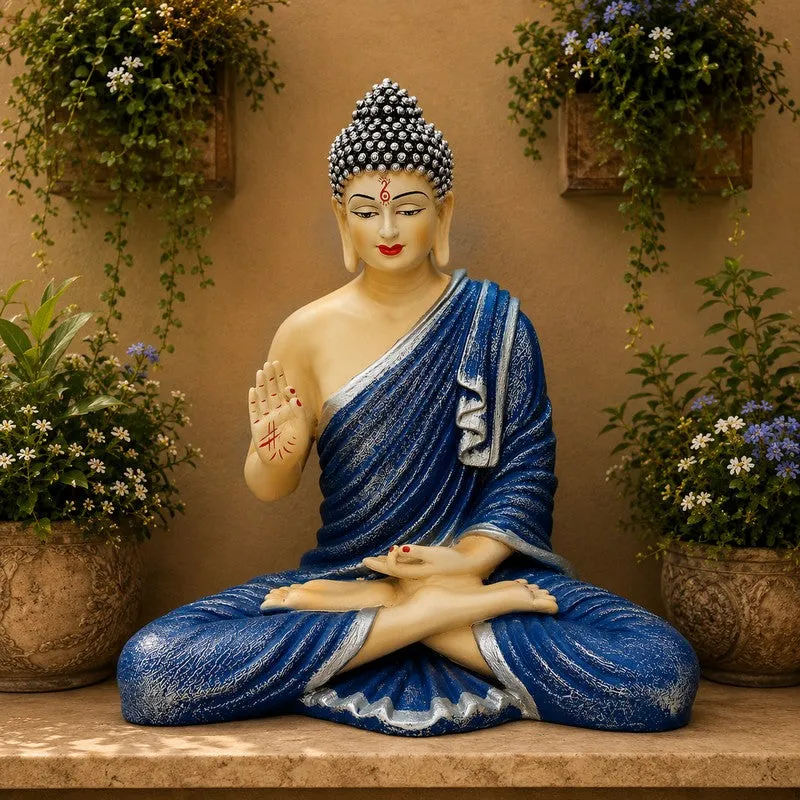Moksha Aura Buddha Marble Idol - Blue - 1