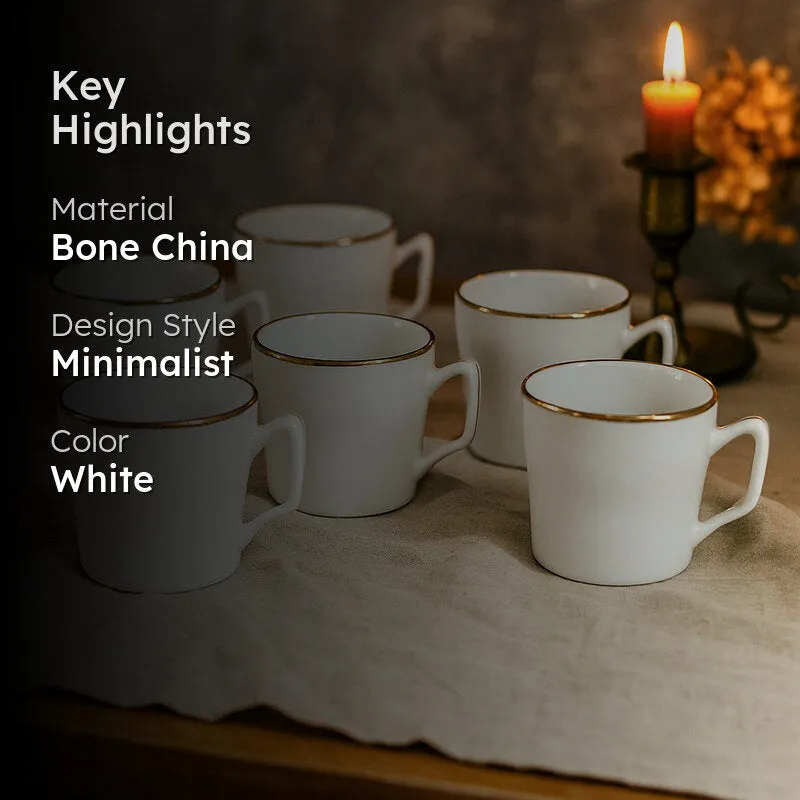 Sonaki Glanna Goldline Bone China Tea Cup (120mL Each) - Set Of Six media 2