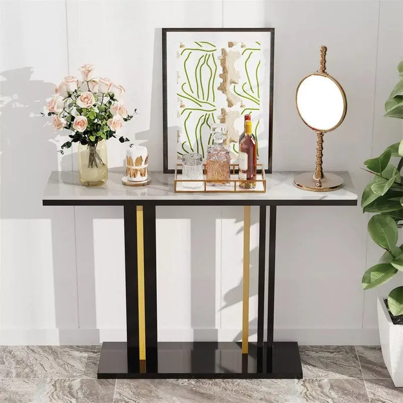 Chic Metal Console Table with Marble Top - Small media 4