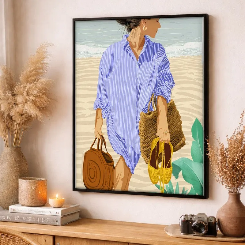 Caleya Travel Illustration Canvas Wall Painting With Black Frame media 3