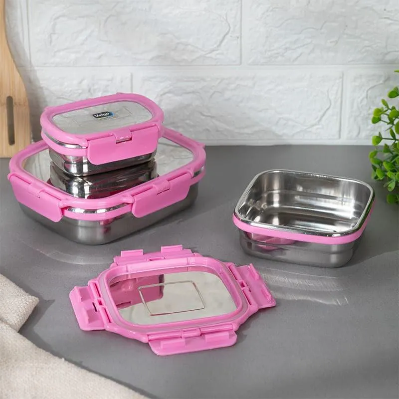 Savory Sam Pink Lunch Box (550/300/150 mL) - Three Piece Set media 3