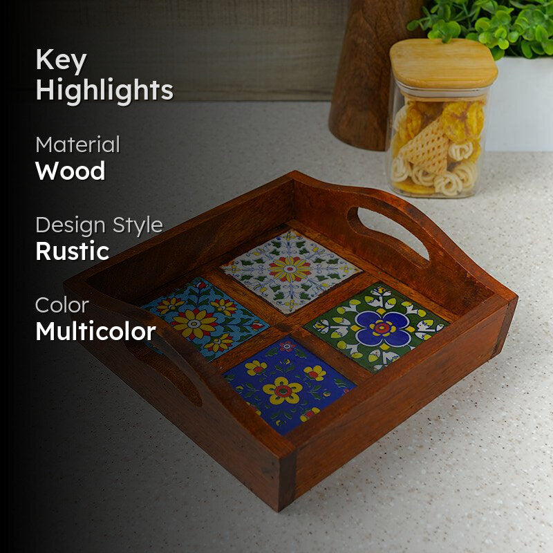 Adsara Square Ethnic Serving Tray media 2