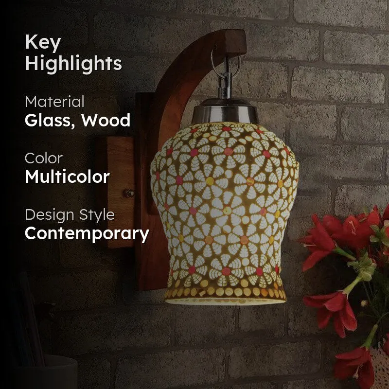 Dinara Forma Mosaic Glass & Wooden Wall Lamp media 2