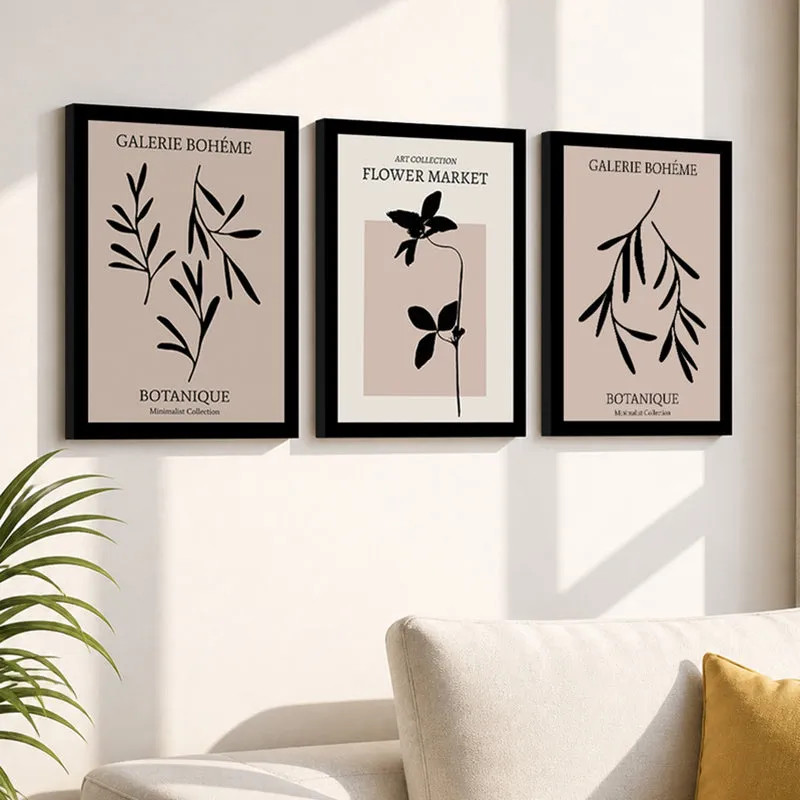 Botanique Vintage Wall Painting With Frame - Set Of Three media 1