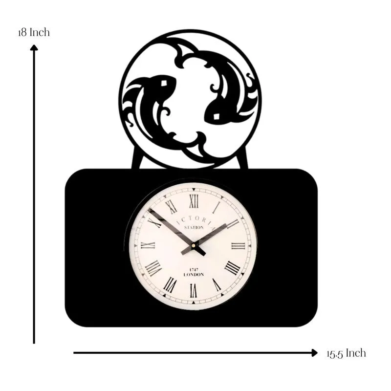 Pisces Steel Analog Wall Clock - Black media 7