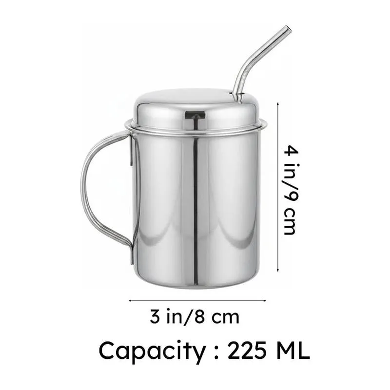 Altomer Stainless Steel Sipper With Straw (225 ML) - Set Of Two media 7