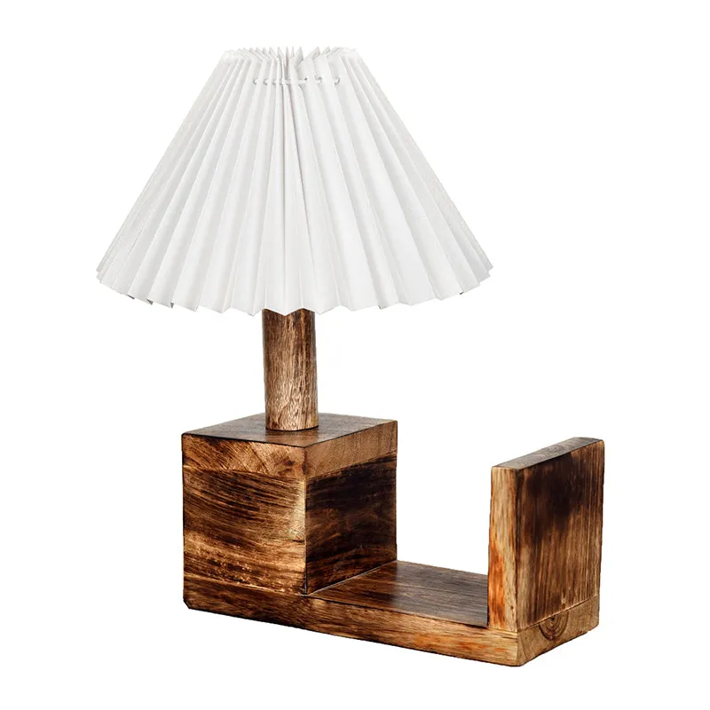 Sentry Pleated Fabric Table Lamp - White,Brown media 4