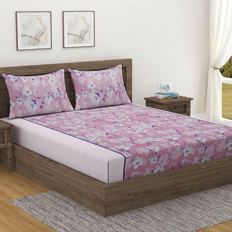 Swayam Anvitha Floral Cotton Bedsheet (Purple) - 144 TC