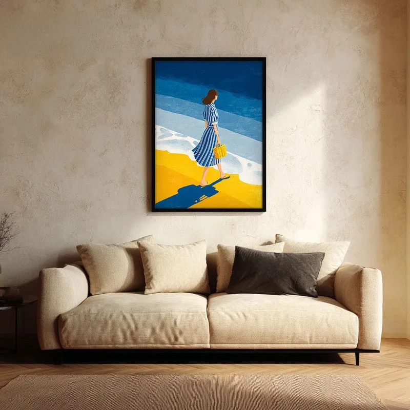 Oceanview Canvas Wall Painting - Black Frame media 1
