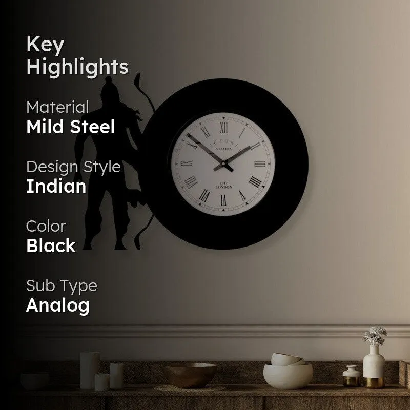 Sri Ram Steel Analog Wall Clock - Black media 2