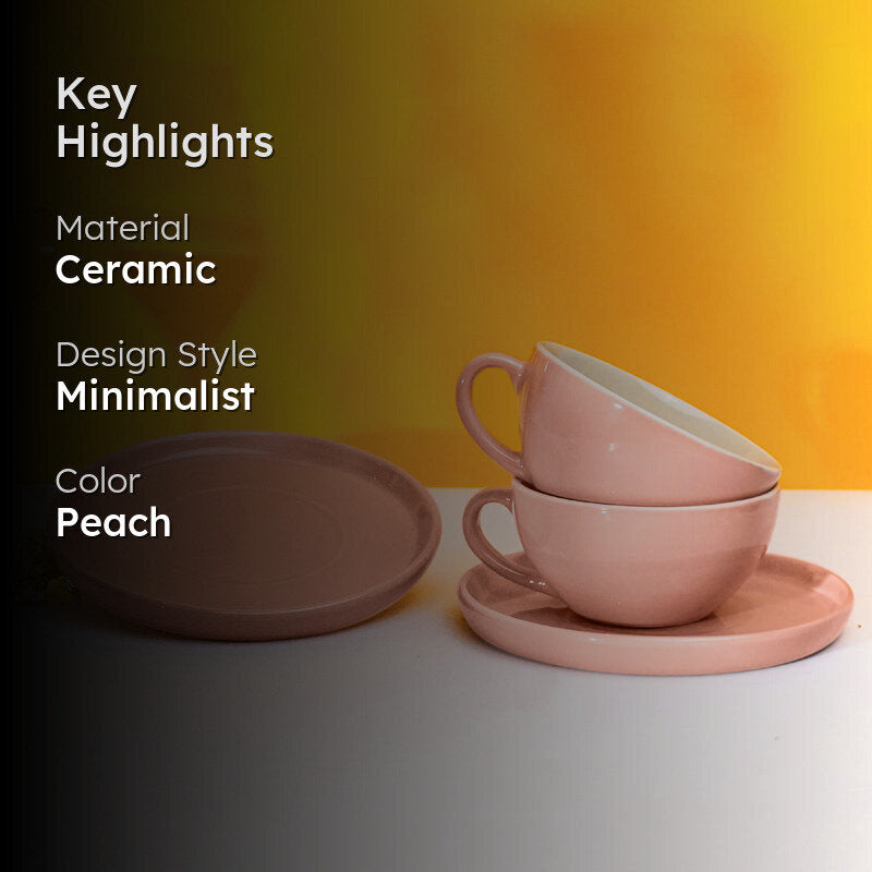 Blush & Brew Cup & Saucer (Pink/320 mL) - Four Piece Set media 2