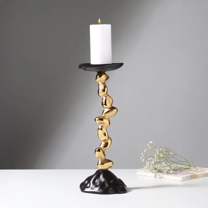 GlowNest Candle Holder - Black,Gold media 1
